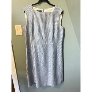 La Fayette 148 Blue White Sleeveless Dress. Sz 16.